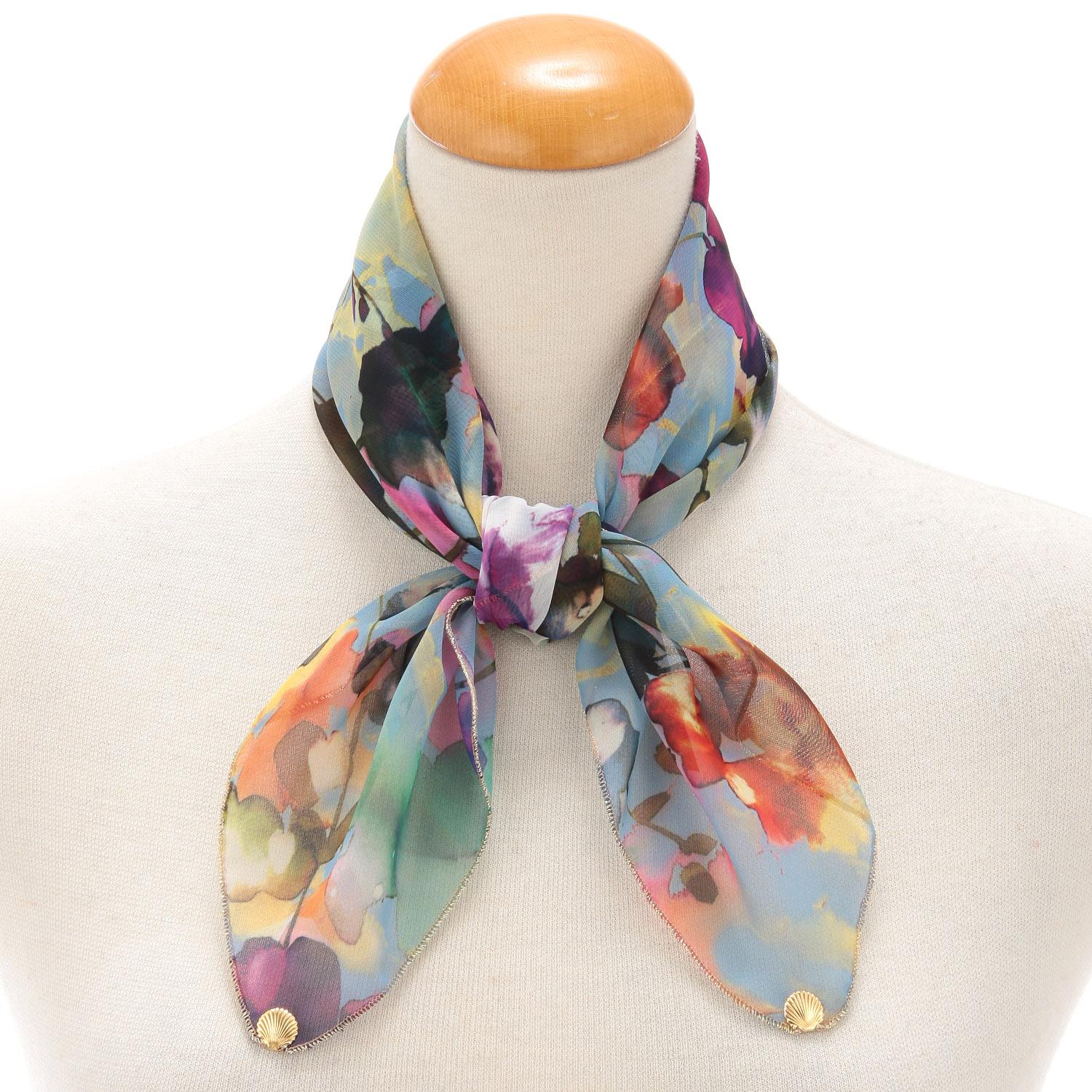Made in Japan Printed Polyester Chiffon Scarf 52×52 cm 04