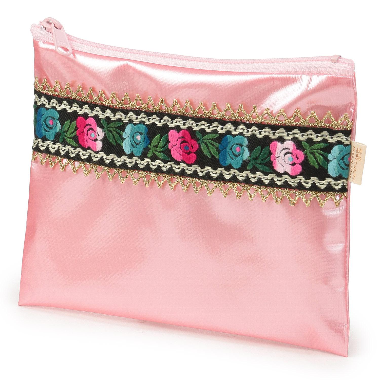 Embroidered Rose Flat Pouch