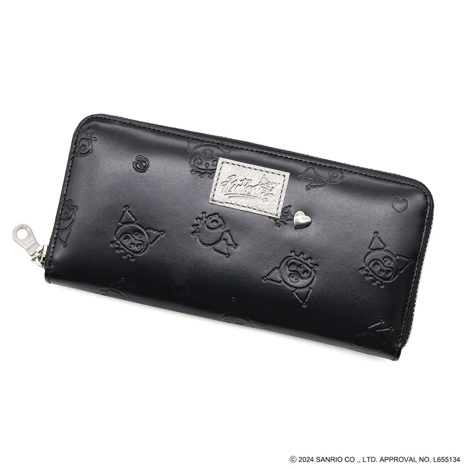 Black Leather Round Zipper Long Wallet