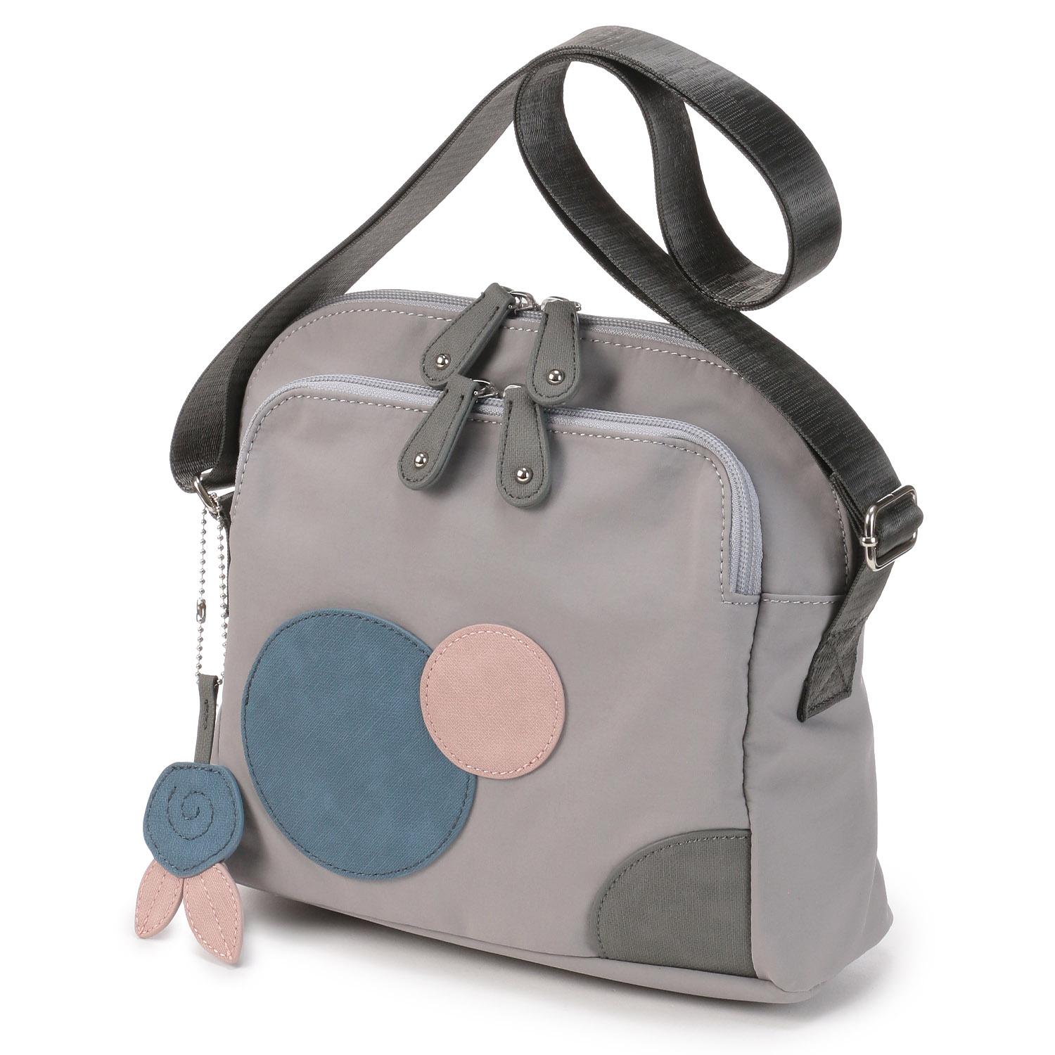 ZAZA Wrinkled Nylon Circle Shoulder Bag, Gray