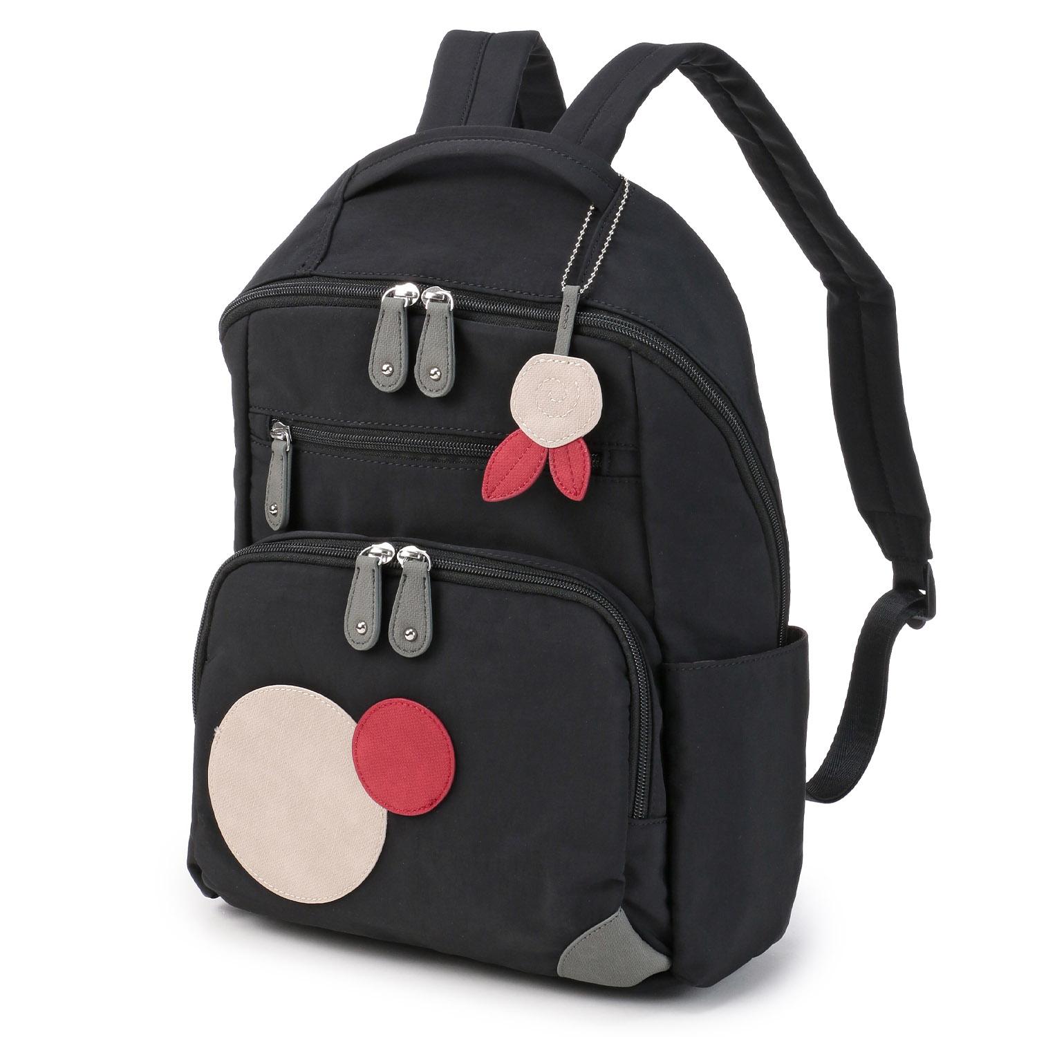 ZAZA Wrinkled Nylon Circle Backpack, Black