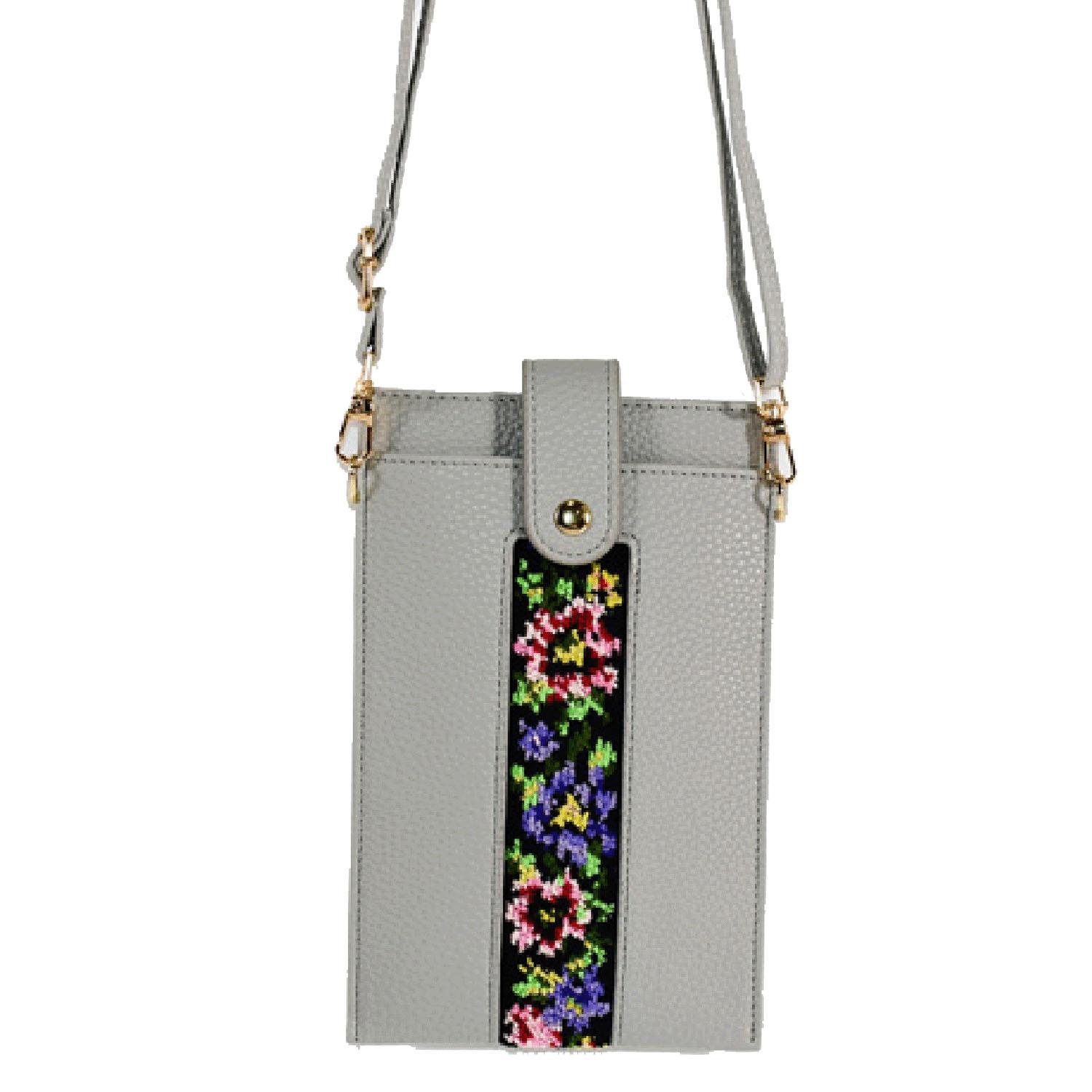 Chenille Shoulder Wallet Bag - Gray