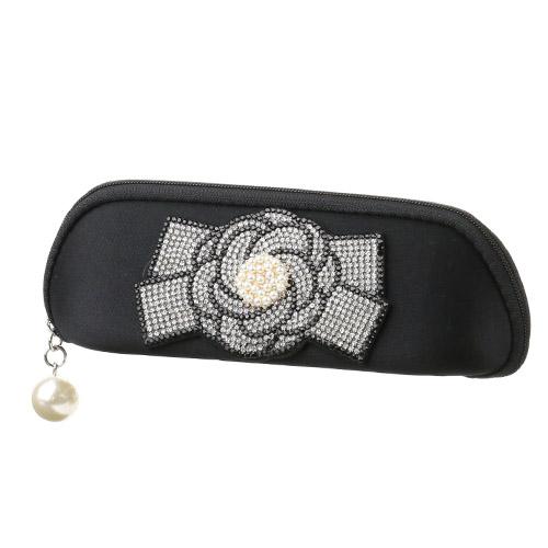 Decorative Hard Eyeglass Case Camellia Center Pearl