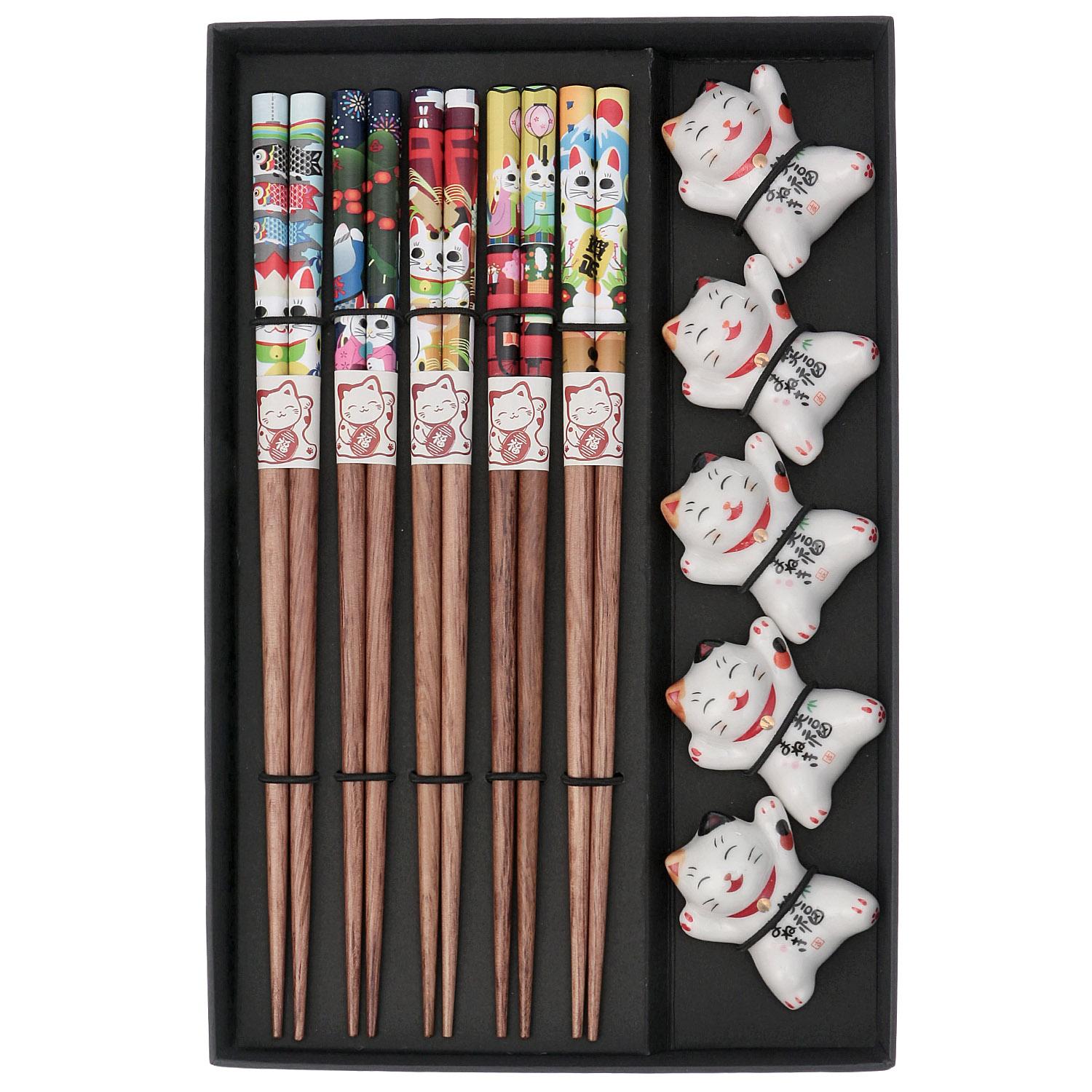 Chopsticks & Chopstick Rest Set・Maneki-neko