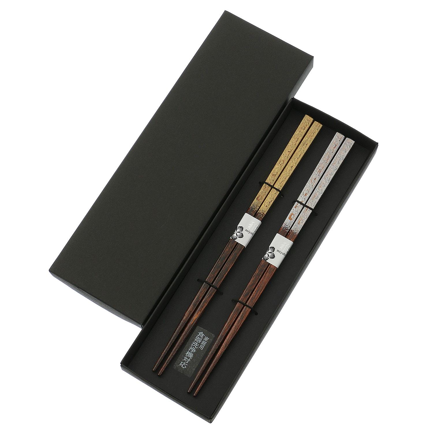 Dishwasher-Safe Pair of Chopsticks: Spun Carved Cherry Blossom