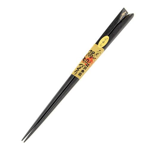 Edo Wooden Chopsticks, Urushi Lacquered with Angled Edges and Knotted Design, Small