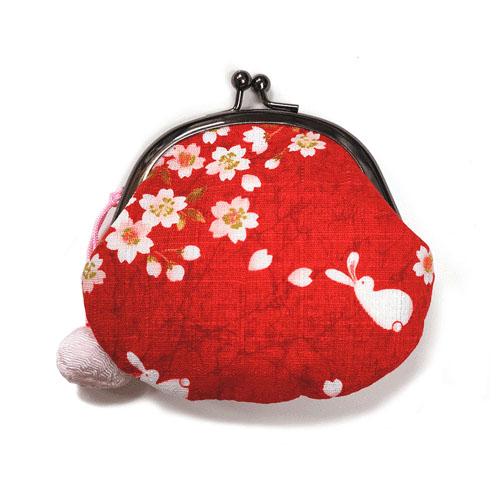 Cherry Blossom Rabbit Coin Purse with 2.5-Pocket Design - Red