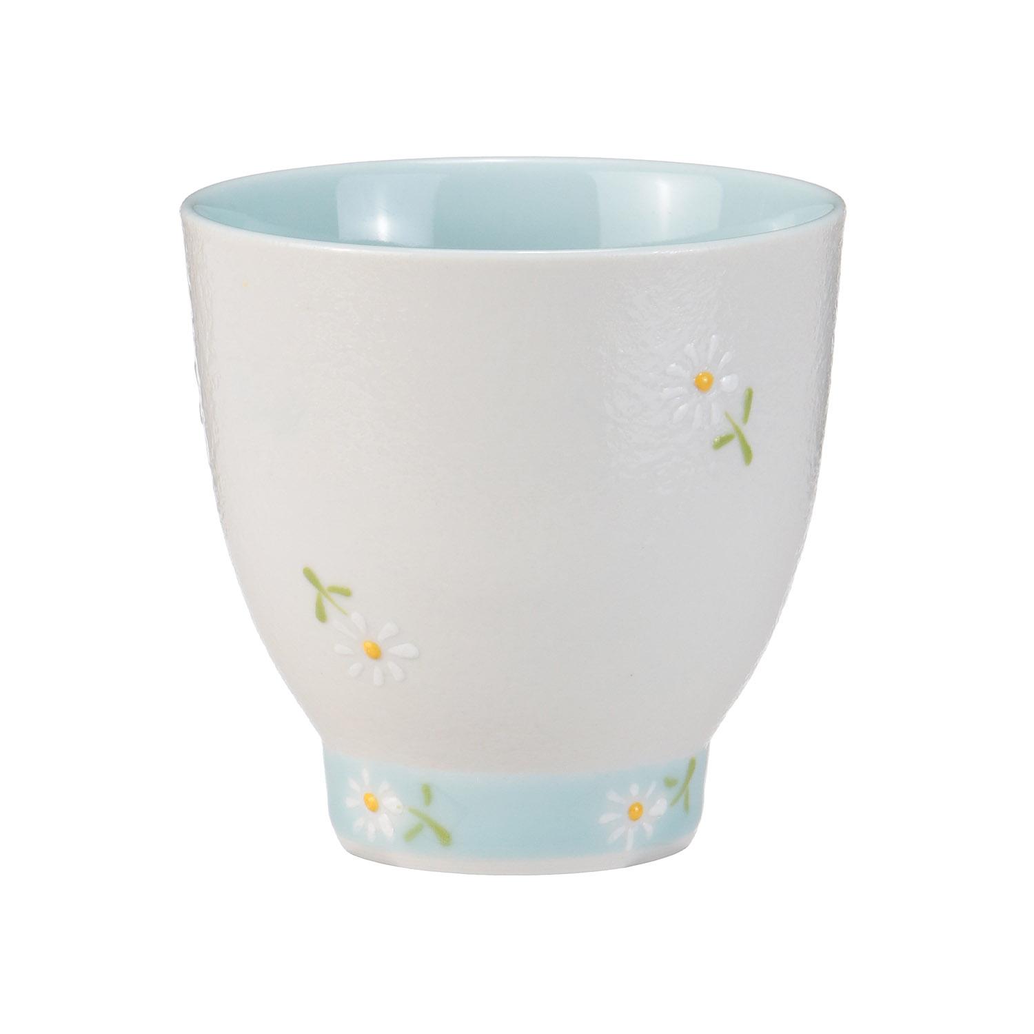 White Daisy Rice Bowl & Teacup Set Teacup Blue