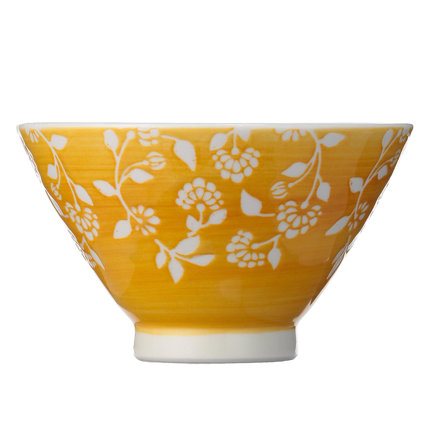 White Flower Arabesque Rice Bowl