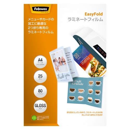 Fellowes Laminating Film 80 Micron Easy Fold for A4 Size, 25 Sheets Perfect for neatly folding menus and other items in half 5601903