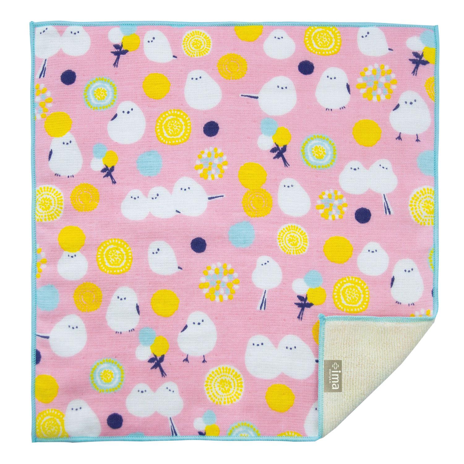 Prairie Dog +ima Imabari-born Handkerchief PomPom Mum and Long-tailed Tit Made in Japan Organic Cotton Gentle Colors Towel Handkerchief Size: Approx. 24×24cm Color: 15 PomPom Mum and Long-tailed Tit