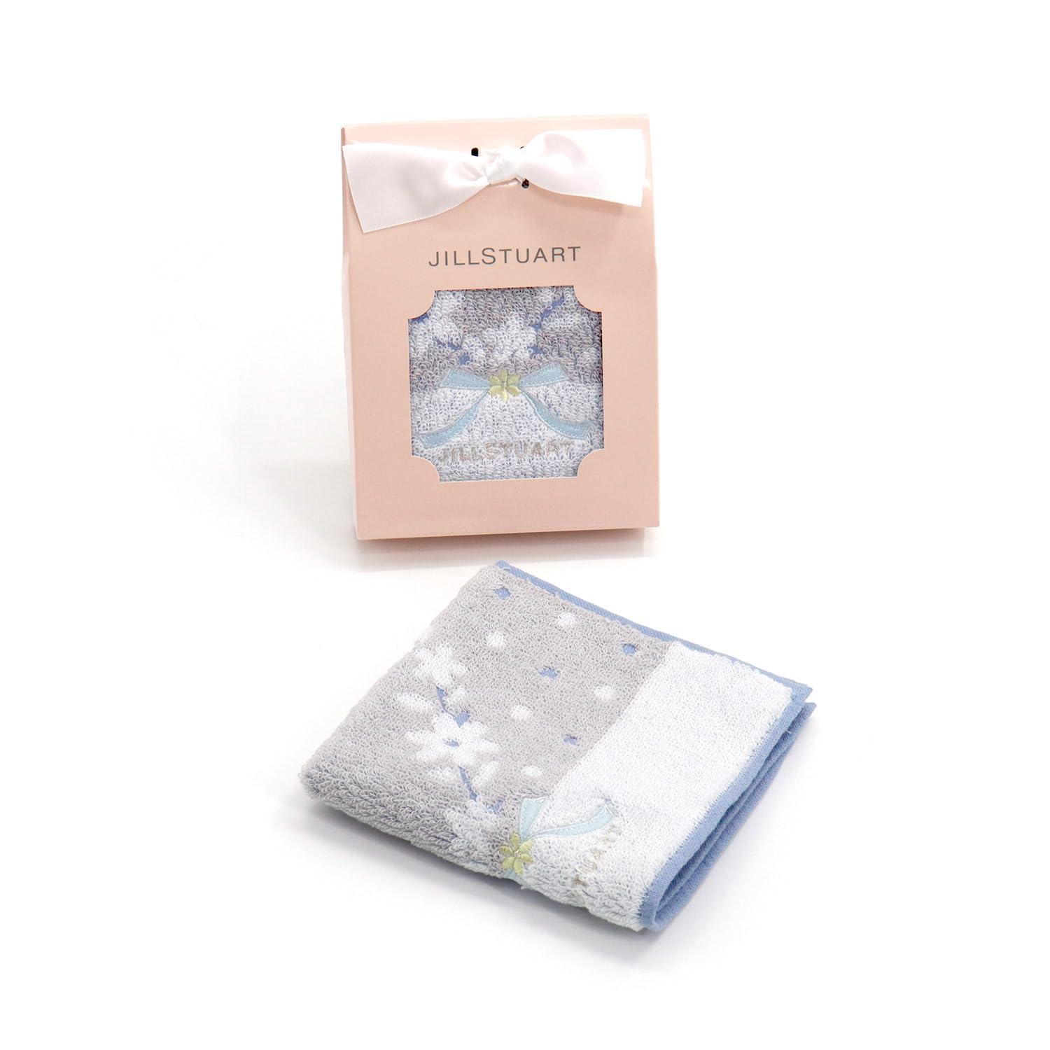 JILL STUART Cuore Towel Handkerchief Gray In Package Small Gift Ribbon Flower 58-3239090 Approx. 25×25cm