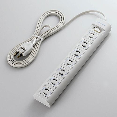 AC125V/15A x 2m Tap (7 outlets, surge protector, magnet included)