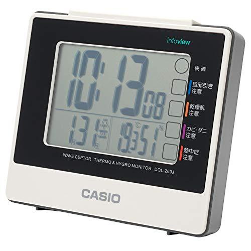 CASIO Alarm Clock Radio-Controlled Clock Table Clock White Digital Snooze Light DQL-260J-7JF