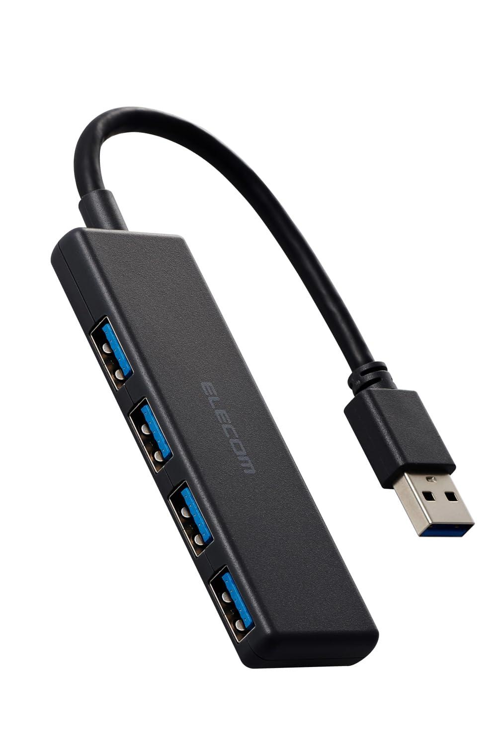 ELECOM USB Hub USB 3.0 Bus-Powered 4-Port Black U3H-H040BK