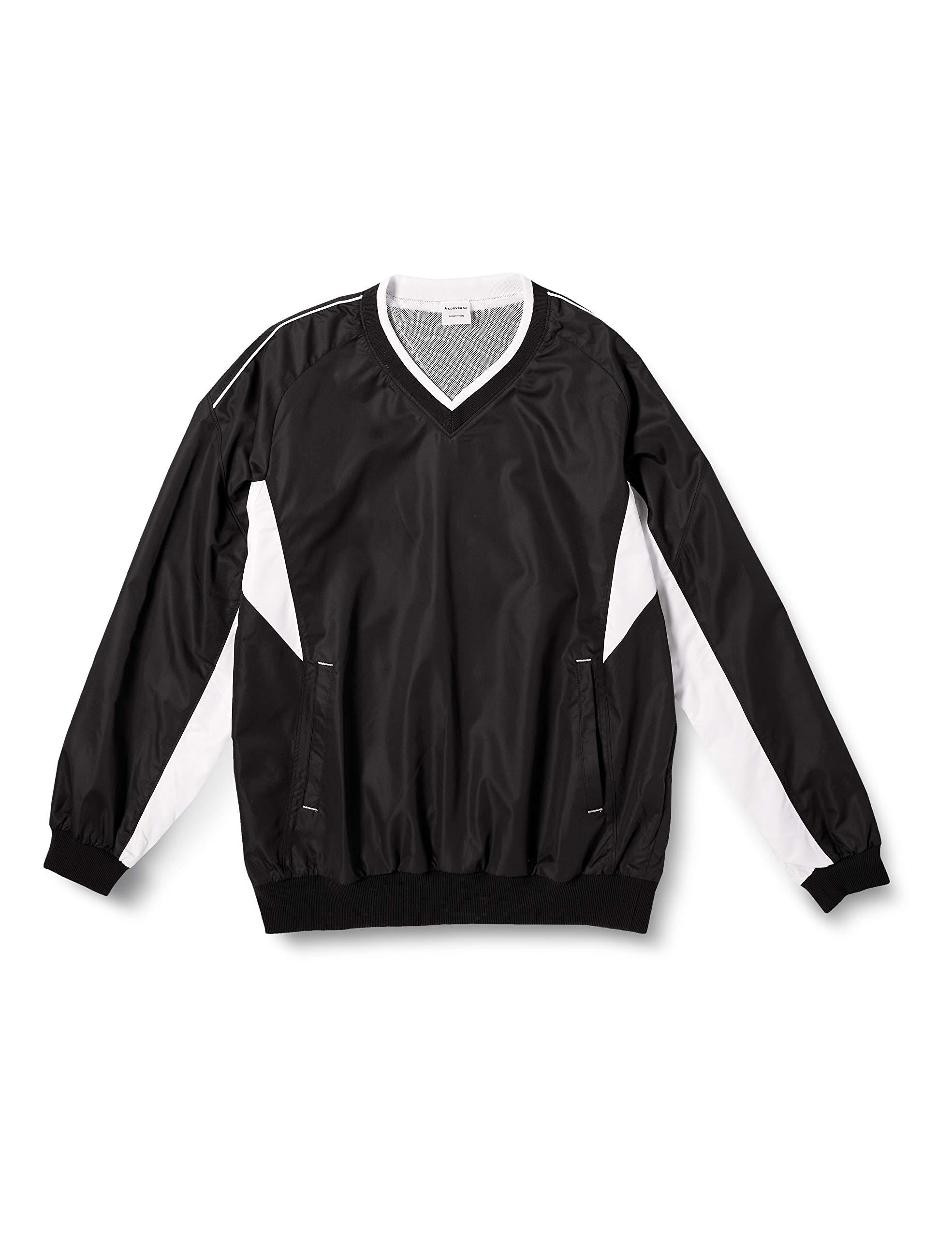 [Converse] Basketball Shirt V-Neck Warm-Up Jacket Slim Fit Water-Repellent Breathable CB162508S Black/White Japan O (Equivalent to Japanese Size 2L)