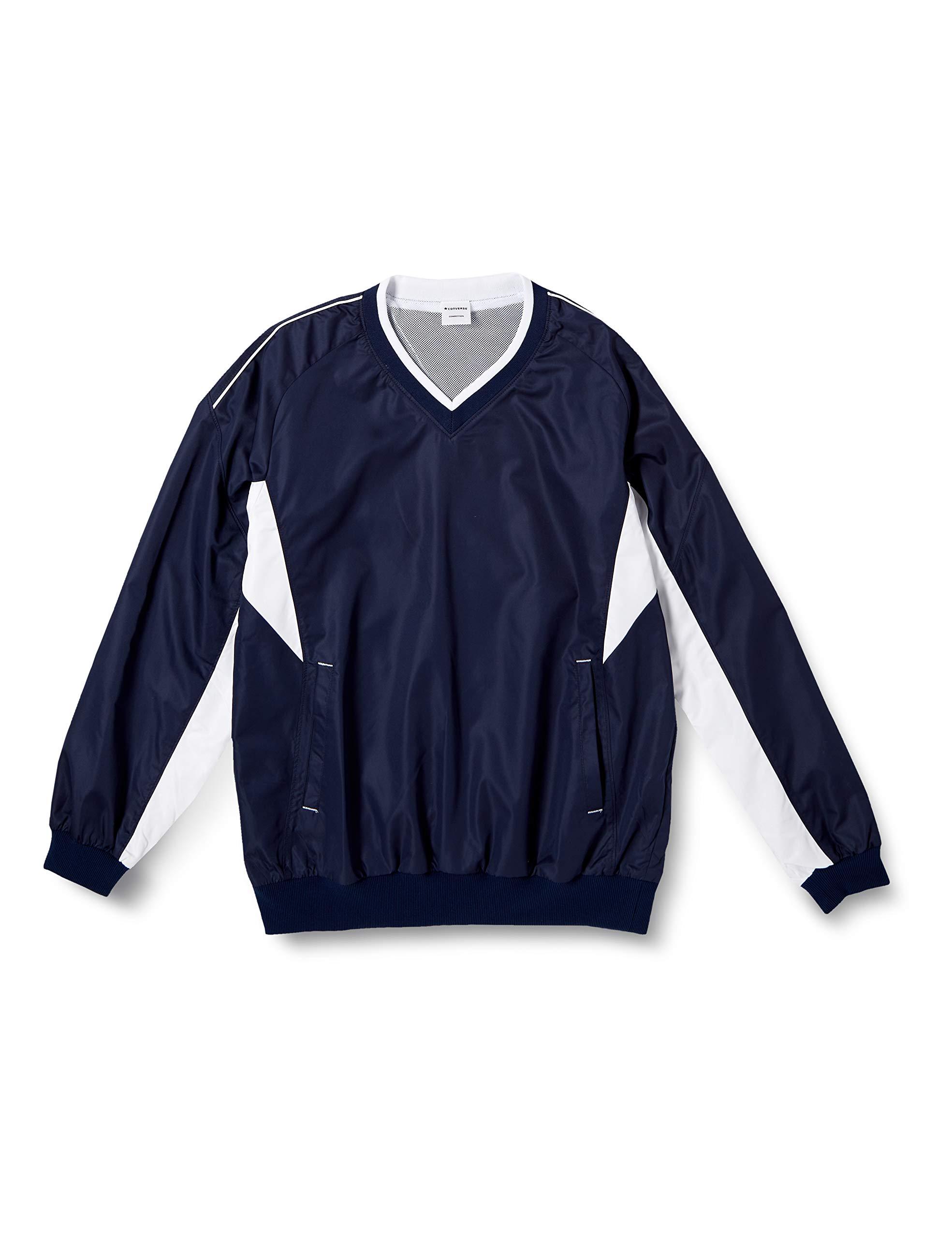 [Converse] Basketball Shirt V-Neck Warm-Up Jacket Slim Fit Water-Repellent Breathable CB162508S Navy/White Japan S (Equivalent to Japanese Size S)