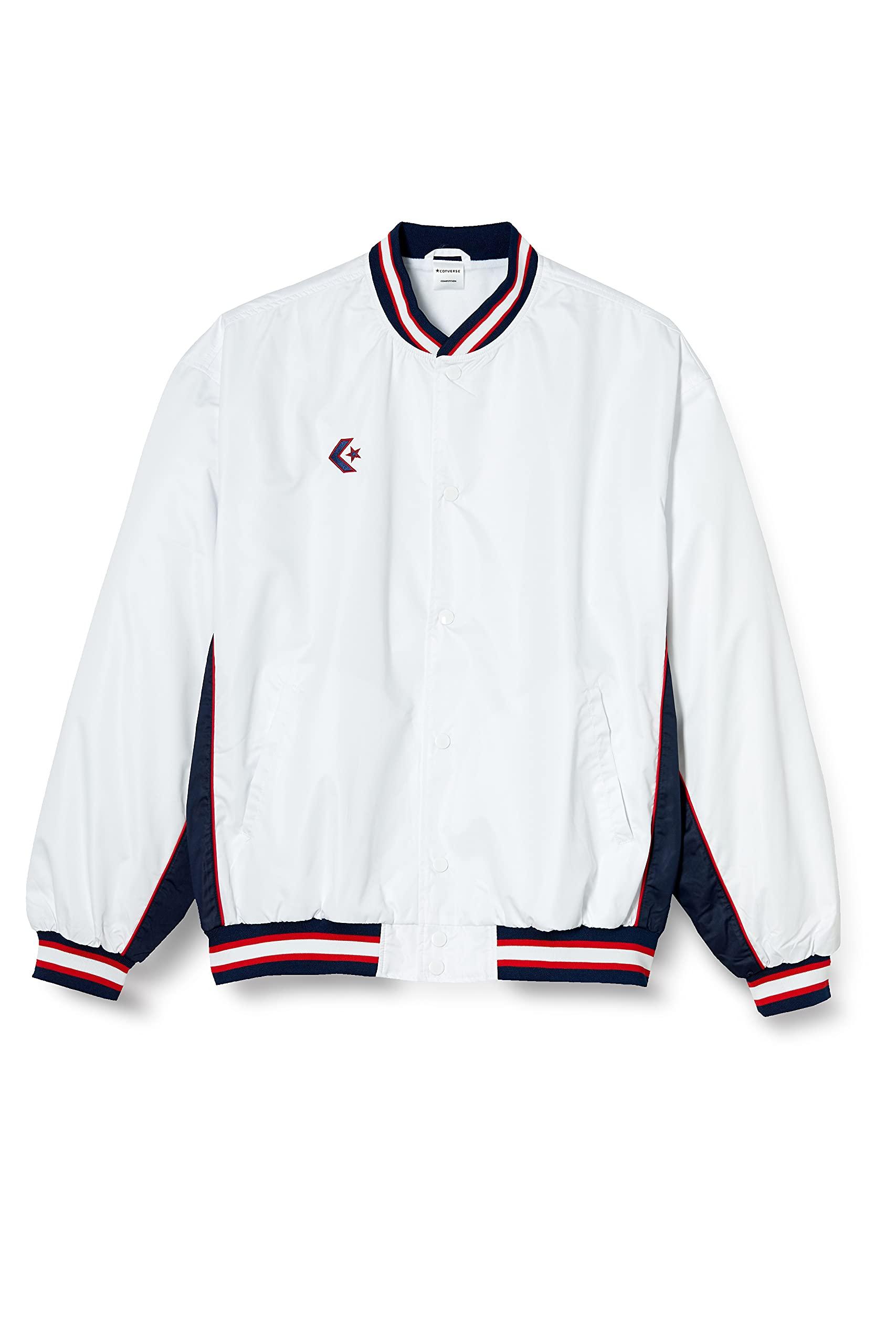 [Converse] Basketball Jacket Warm-Up Jacket (Front Button) Water-Repellent Breathable Ventilated CB182112S White/Navy Japan M (Equivalent to Japanese Size M)