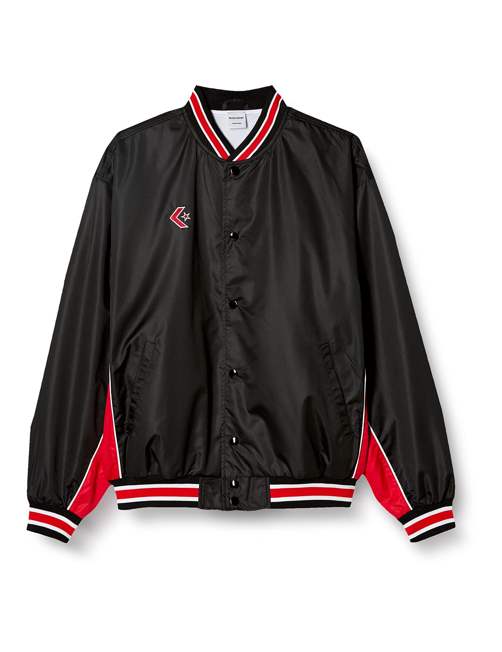 [Converse] Basketball Jacket Warm-Up Jacket (Front Button) Water-Repellent Breathable Ventilated CB182112S Black/Red Japan S (Equivalent to Japanese Size S)