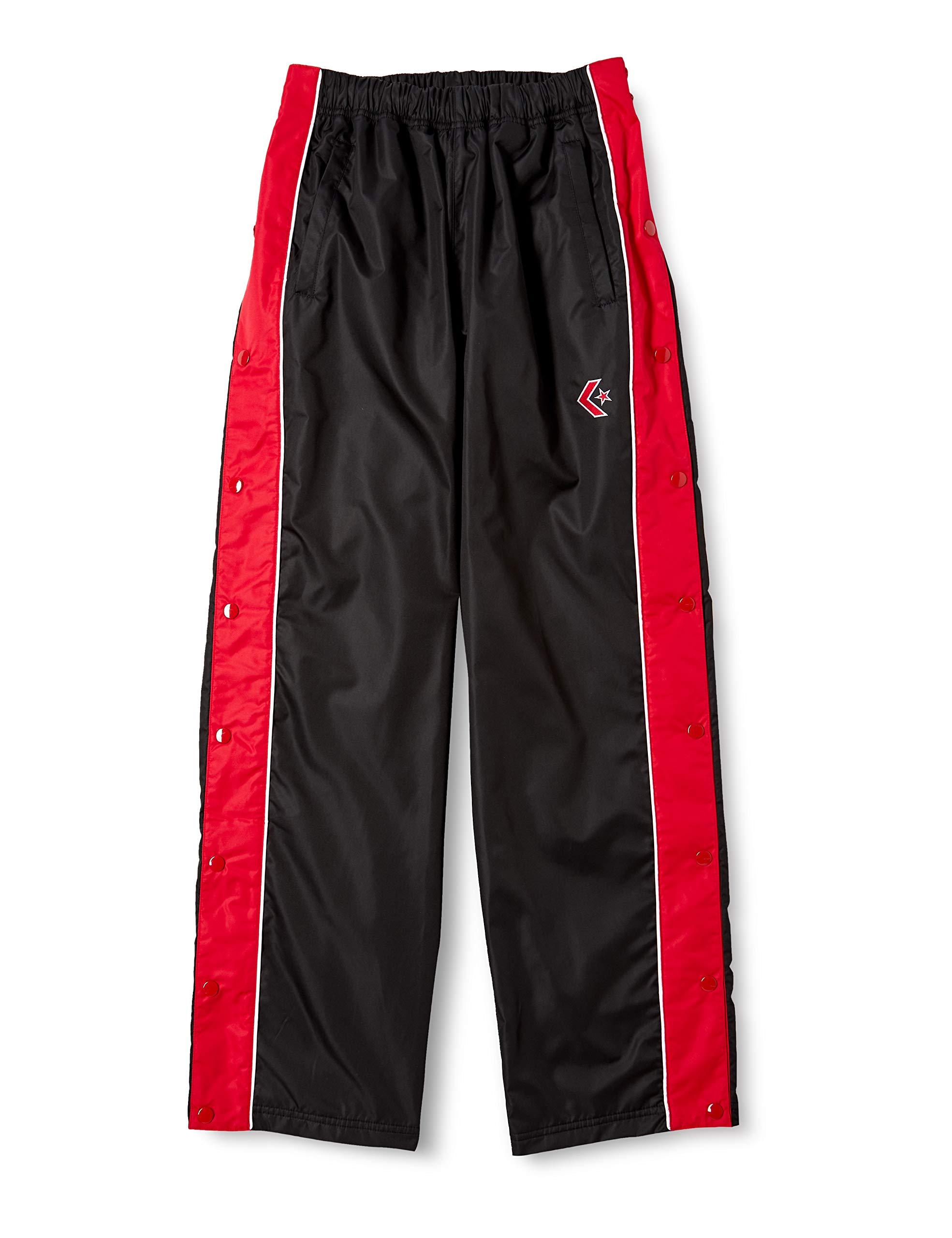 [Converse] Basketball Pants Warm-Up Pants (Full Side Zipper) Water-Repellent Breathable CB182102P Black/Red Japan O (Equivalent to Japanese Size 2L)