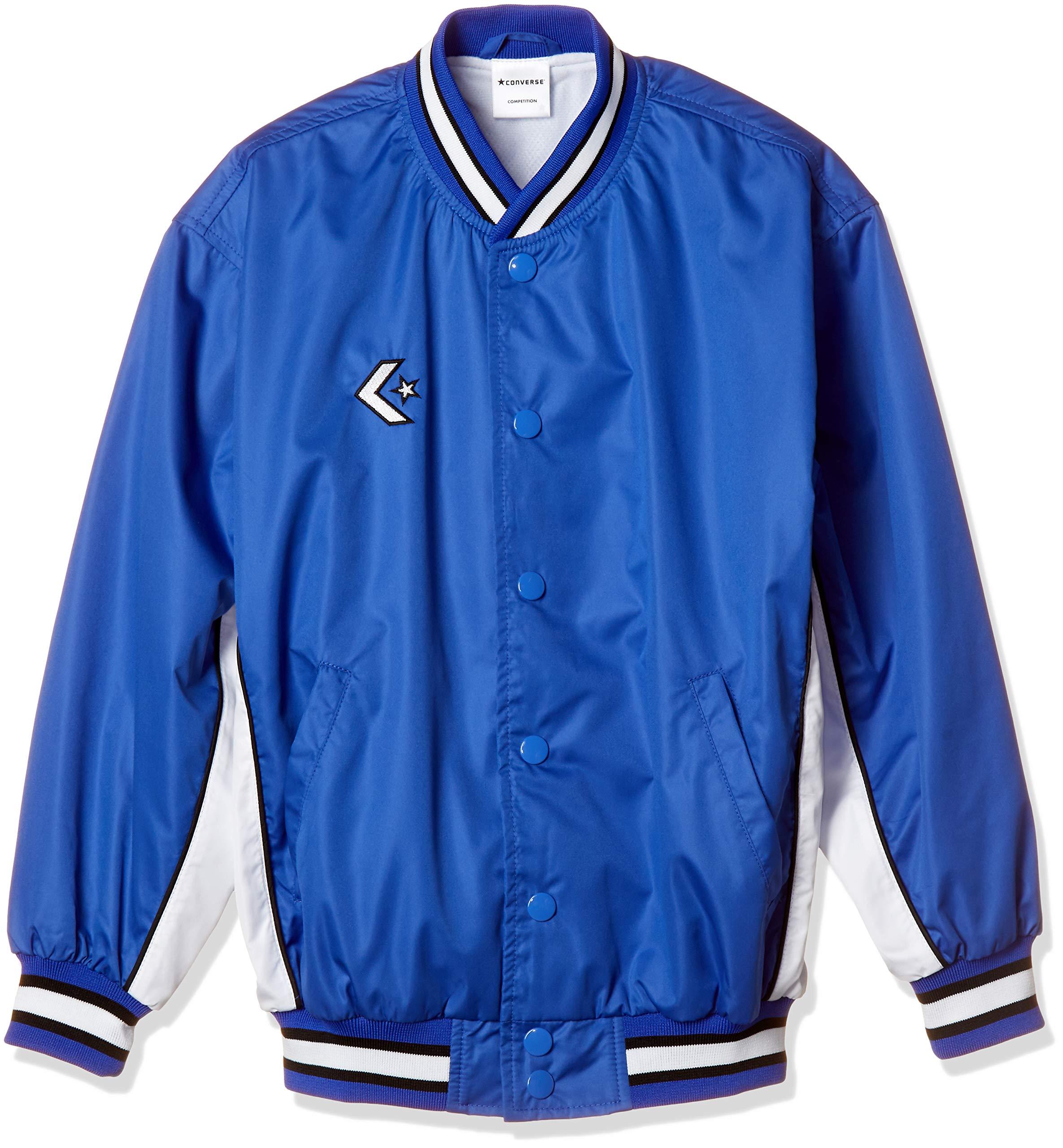 [Converse] Kids' Mini-Basketball Jacket Junior Warm-Up Jacket (Front Button) Water-Repellent Breathable Ventilated CB482501S Kids R Blue/White Japan Size 140 (Equivalent to Japanese Size 140)