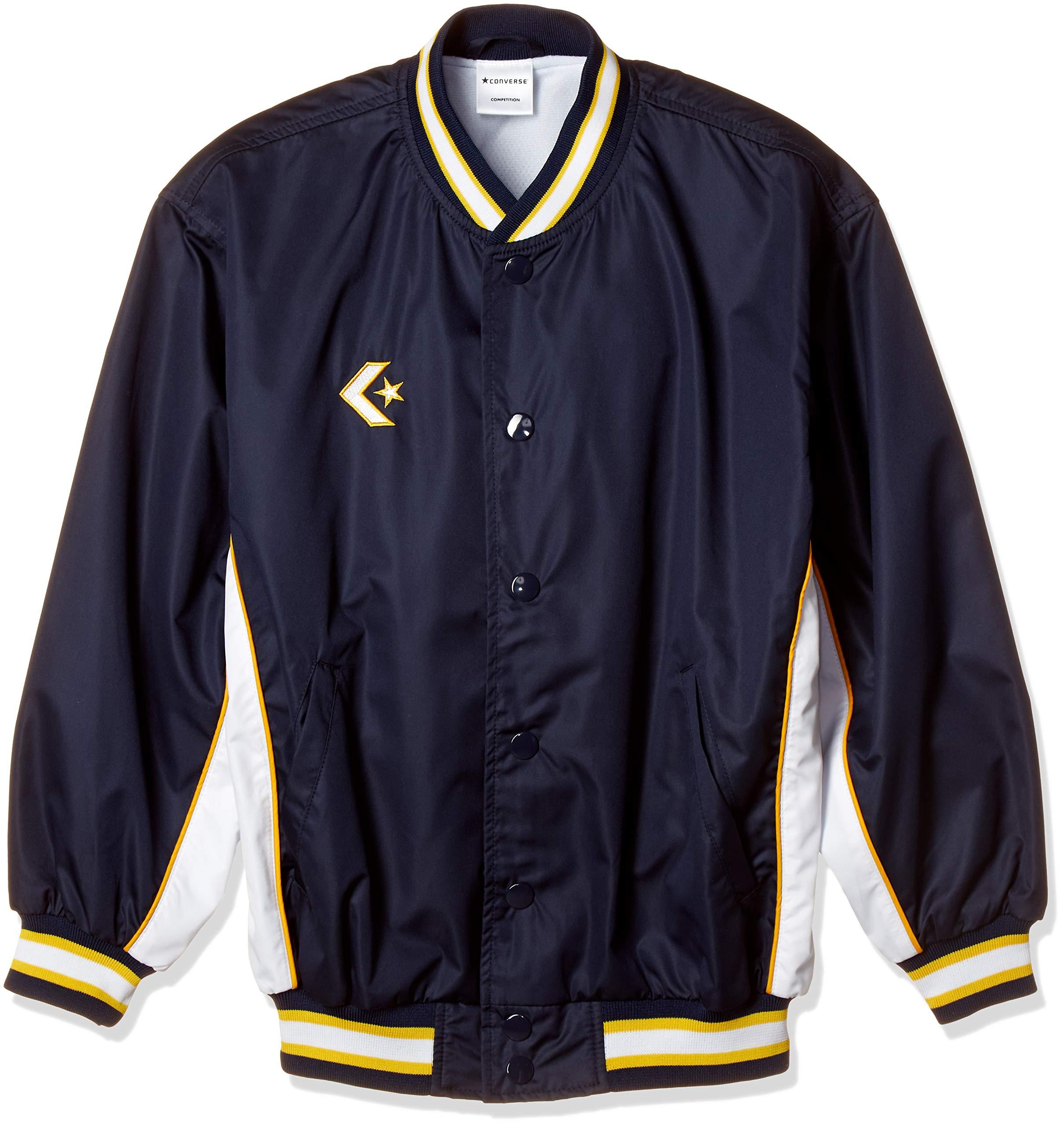 [Converse] Kids' Mini-Basketball Jacket Junior Warm-Up Jacket (Front Button) Water-Repellent Breathable Ventilated CB482501S Kids Navy/White 160