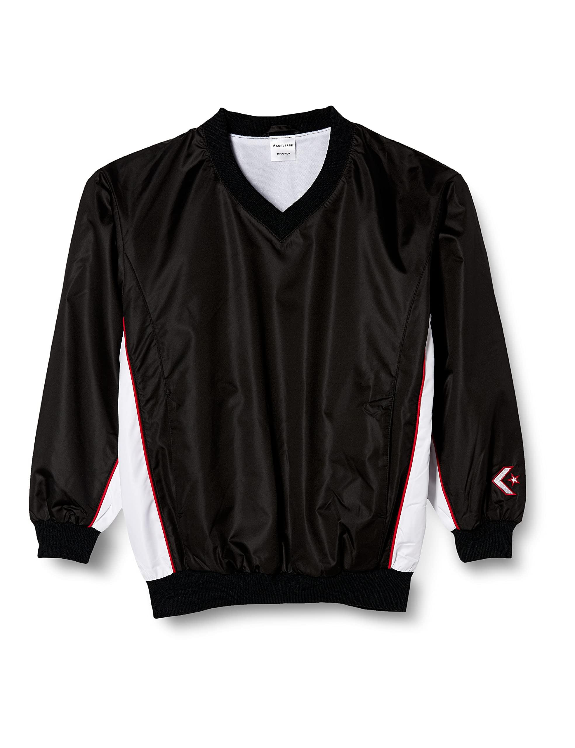 [Converse] Basketball Jacket V-Neck Warm-Up Jacket Water-Repellent Breathable Ventilated CB182113S Black/White Japan SS (Equivalent to Japanese Size XS)