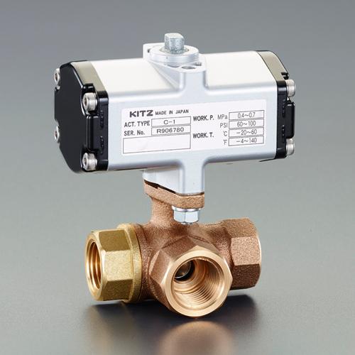 ESCO Rc 1 Pneumatic Three-Way Ball Valve, Bronze, EA470BV-110