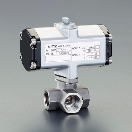 ESCO Rc 1/4 Pneumatic Three-Way Ball Valve, Stainless Steel EA470BW-102