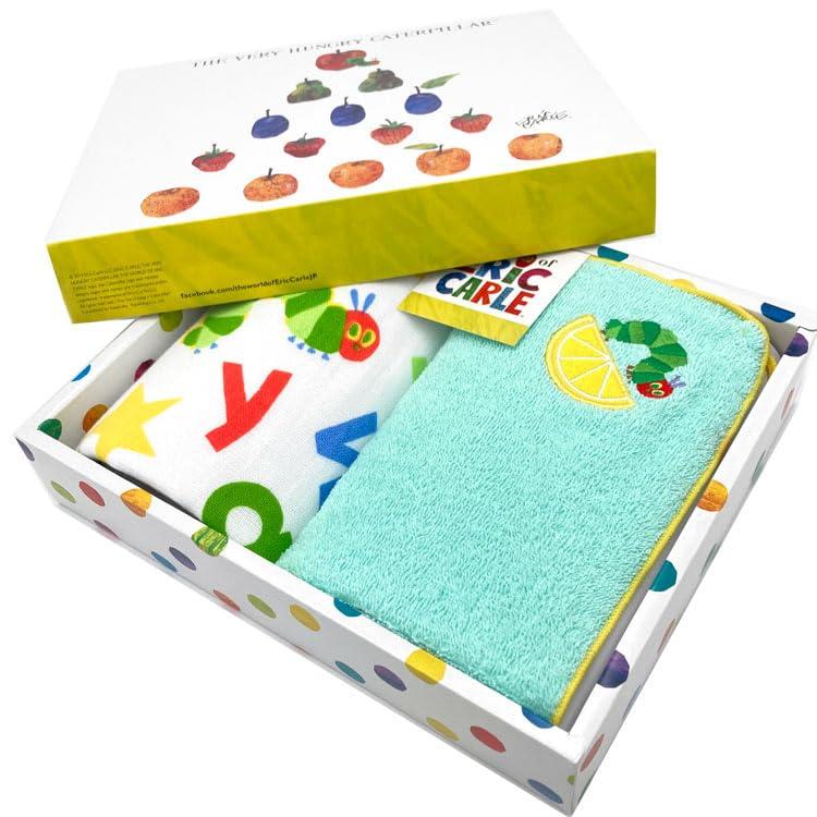 Hayashi Towel Gift Set 1 Hand Towel Approx. 34×35cm / 1 Loop Hand Towel Approx. 34×34cm Total 2 Pieces The Very Hungry Caterpillar Yum Yum Yum HP100700