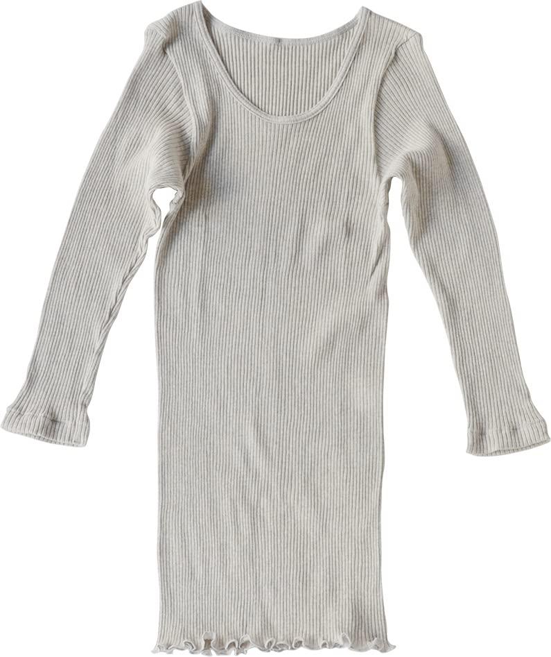 [Tenshi Musou] Organic Cotton Ribbed 3/4 Sleeve Shirt - Gray