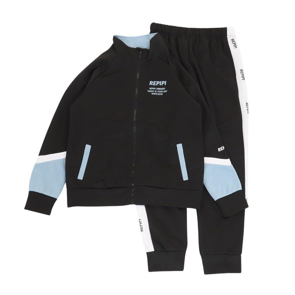 [Repipi Armario] Jersey Set (Top & Bottom) with Sleeve Accents - Sportswear for Juniors, Kids, Children - 150CM - Black