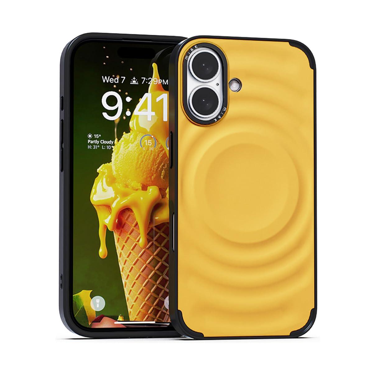 miak Miak SCOOP MagSafe-Compatible Case with 3D Ice Cream Motif Design for iPhone 16 Black Mango MA27616i16