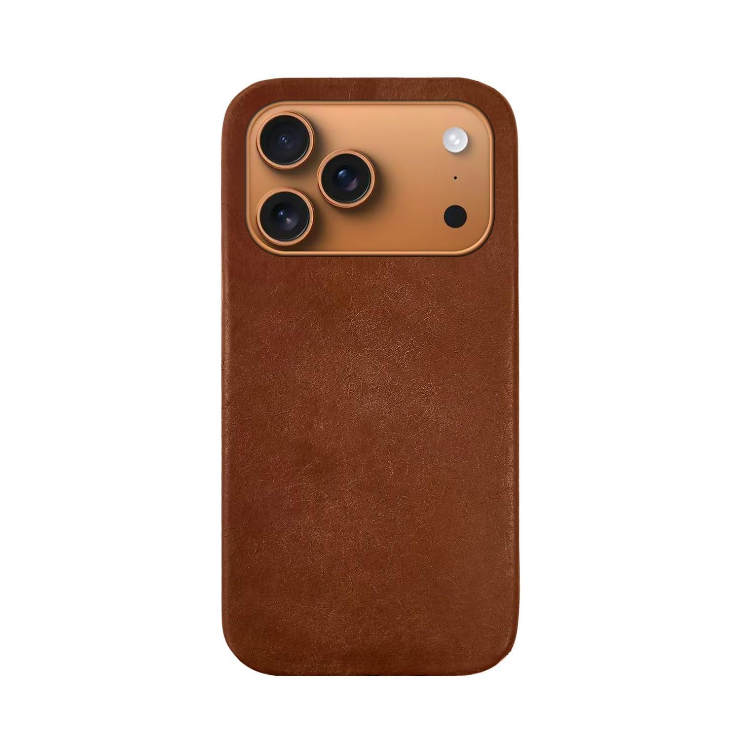 ABBI SIGNATURE MARGOT Italian Leather MagSafe-Compatible Back Cover for iPhone 17 Pro Brown ABS27810i17PR