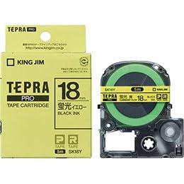KING JIM Tepla PRO Tape Fluorescent Color 18mm Yellow KJ-SK18YX5