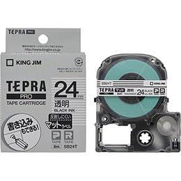 KING JIM Tepla PRO Tape Matte Label Transparent 24mm Black Text KJ-SB24TX5
