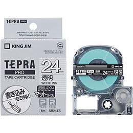 KING JIM Tepla PRO Tape Matte Label Transparent 24mm White Text KJ-SB24TSX5