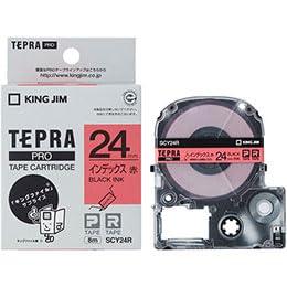 KING JIM Tepla PRO Tape Index Label Red/Black Text KJ-SCY24RX5