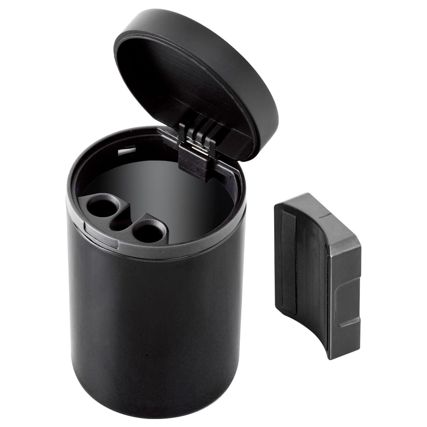 SEIWA Car Accessories Ashtray Anywhere Magnetic Bottle Ash WA131 Black Mounts to Vehicle Body Built-in Magnet Magnetic Attachment/Detachment Double-Sided Tape Included Fits in Drink Holder Holds Approximately 70 Cigarettes Can Ashtray For Workplace or Home Use