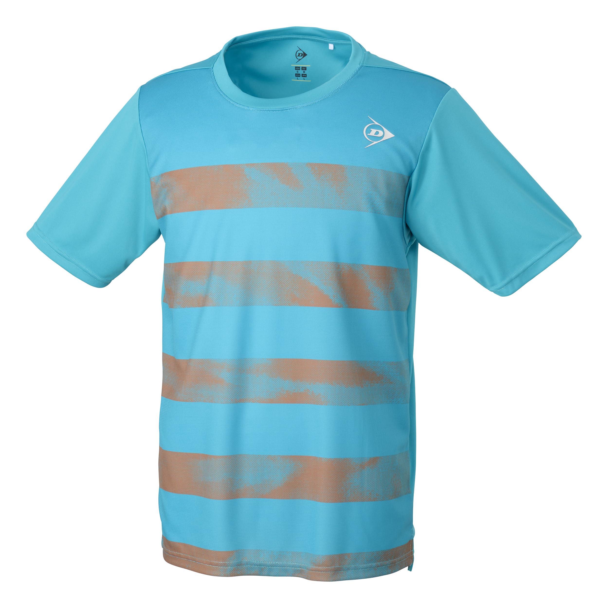 DUNLOP Tennis Wear Badminton Short-Sleeve Game Shirt Moisture-Wicking Quick-Dry DAP1401 2024SS Lake Blue XO