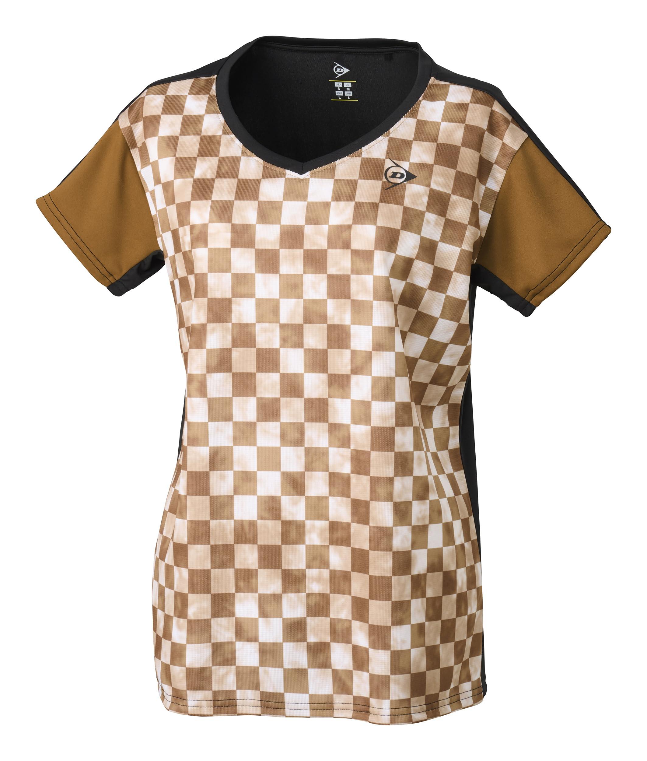 DUNLOP Tennis Wear Badminton Short-Sleeve Game Shirt Women's Moisture-Wicking Quick-Dry DAP1422W 2024SS Brown S