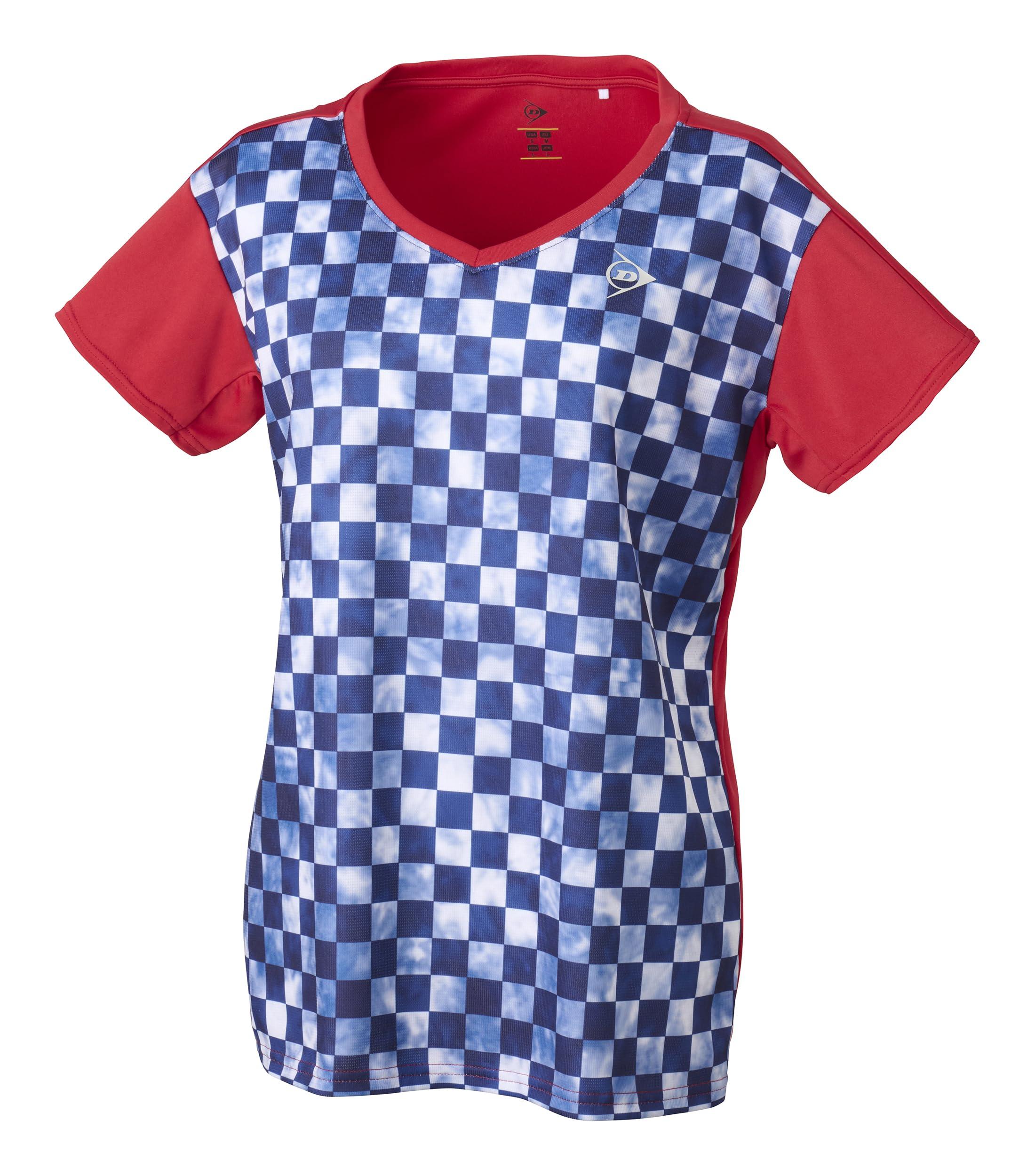[Dunlop] Tennis Wear Badminton Short-Sleeve Game Shirt Women's Moisture-Wicking Quick-Dry DAP1422W 2024SS Red M