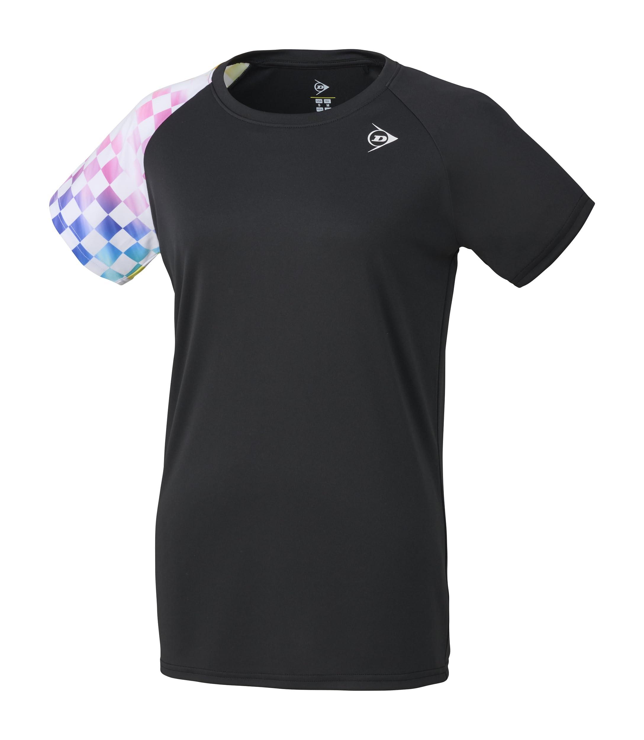 DUNLOP Tennis Wear Badminton Short-Sleeve Game Shirt Women's Moisture-Wicking Quick-Dry UV Protection DAP1424W 2024SS Black O