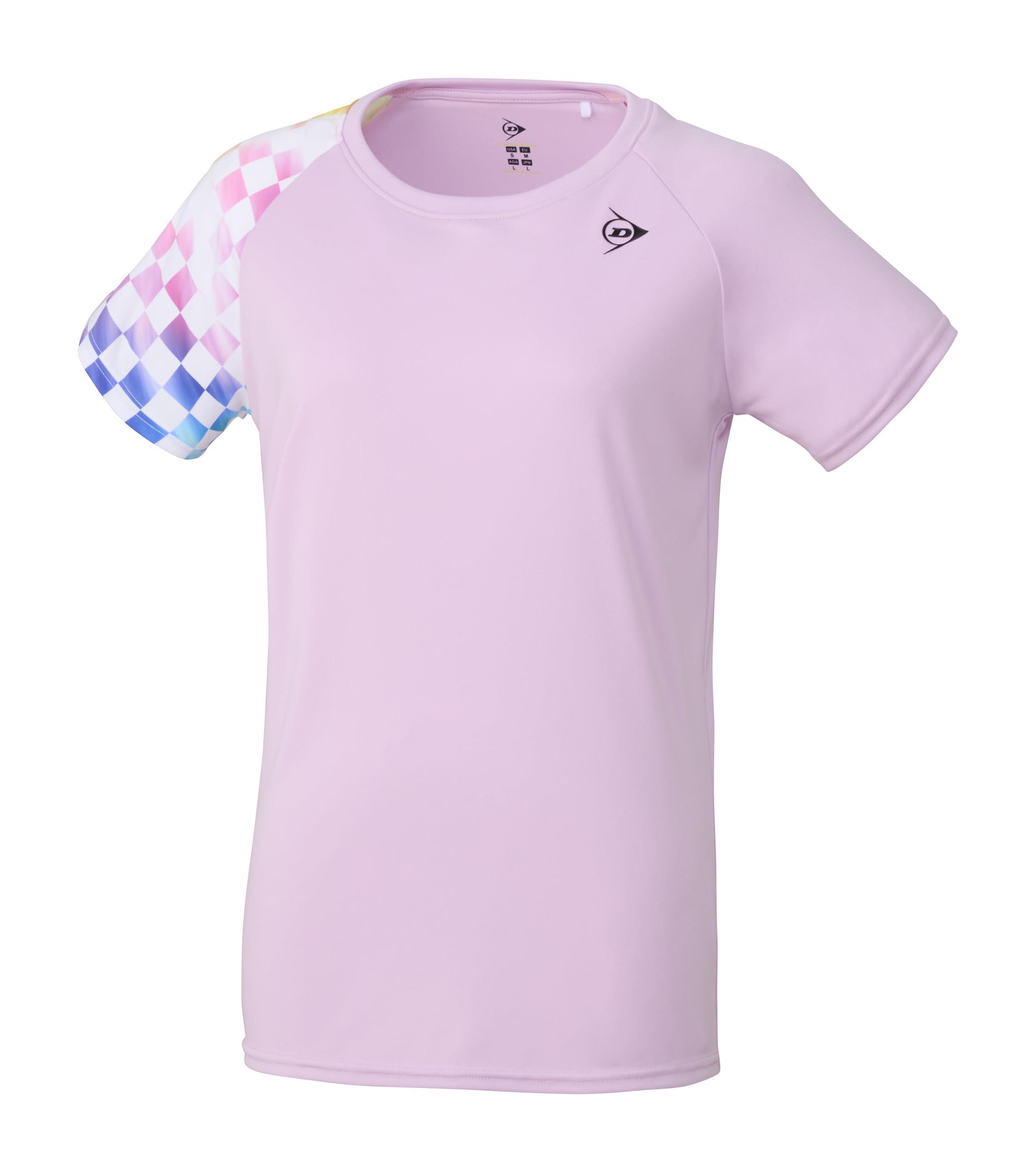 [Dunlop] Tennis Wear Badminton Short-Sleeve Game Shirt Women's Moisture-Wicking Quick-Dry UV Protection DAP1424W 2024SS Light Pink O