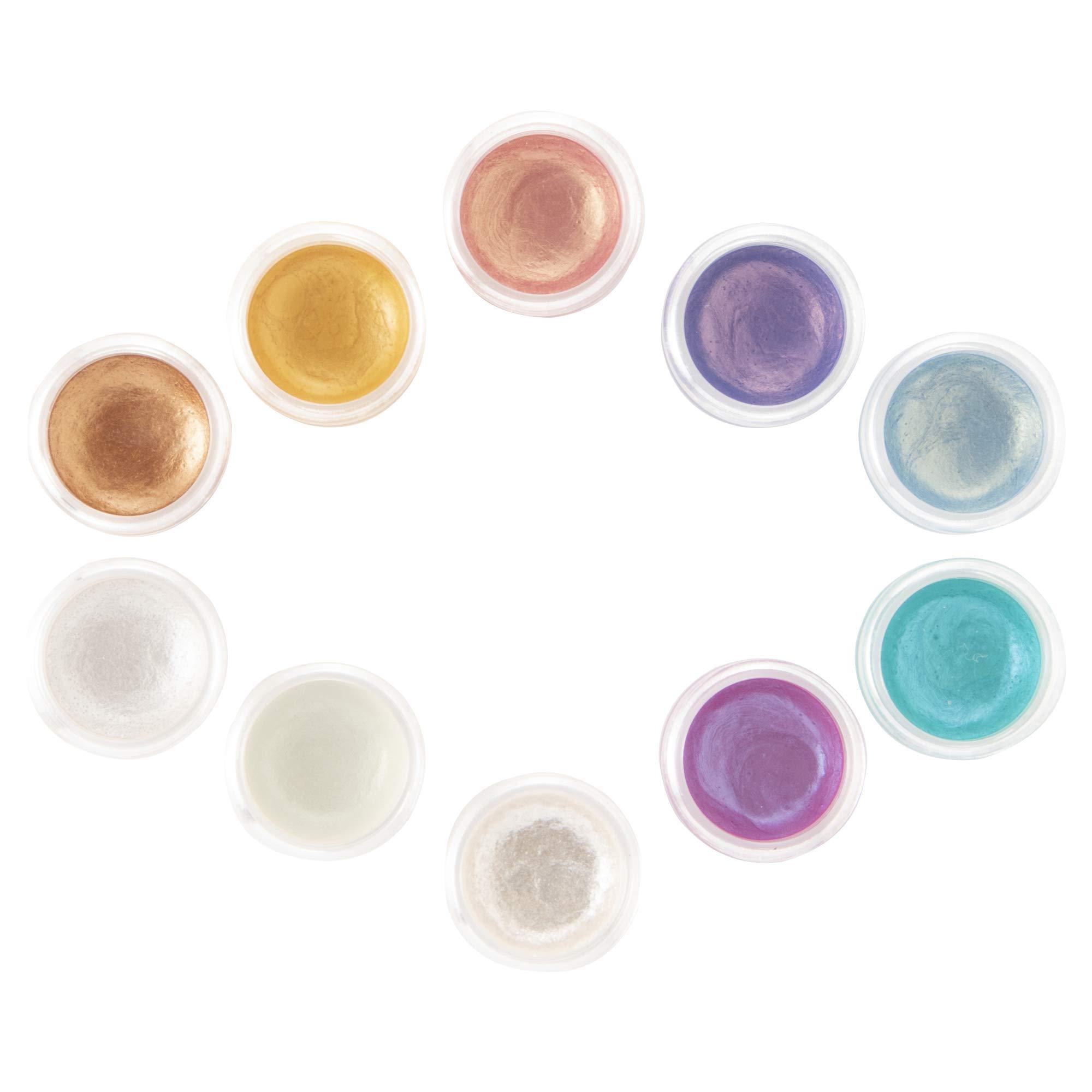 KUSAKABE Shine Pearl Solid Watercolor Paint 10-Color Set (Includes Water Brush)