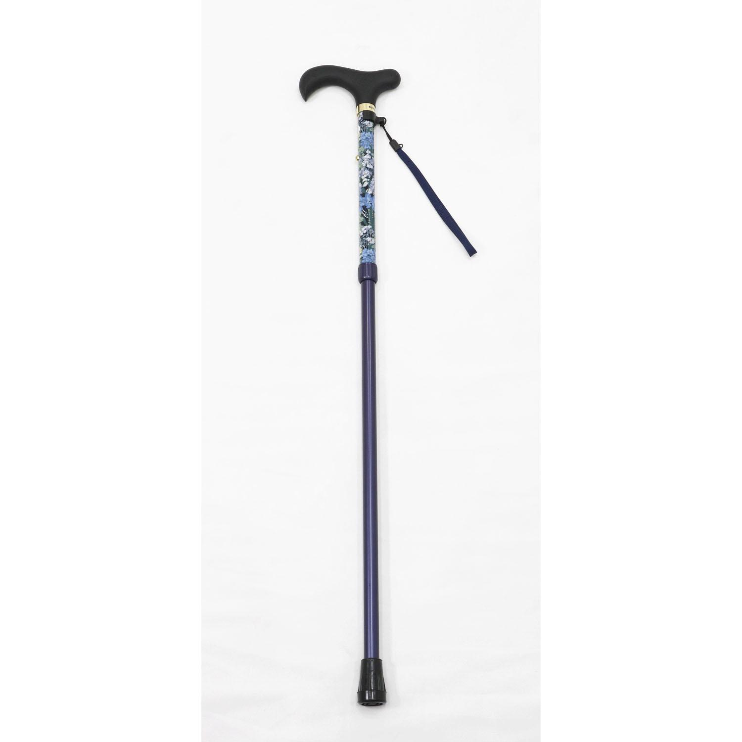 Soft Grip Floral Fabric-Wrapped Telescopic Walking Stick