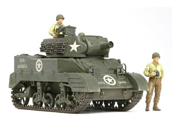 Tamiya 1/35 Military Miniature Series No.312 U.S. Army M8 Self-Propelled Howitzer Deployment Ready Set with 3 Figures Plastic Model Kit 35312