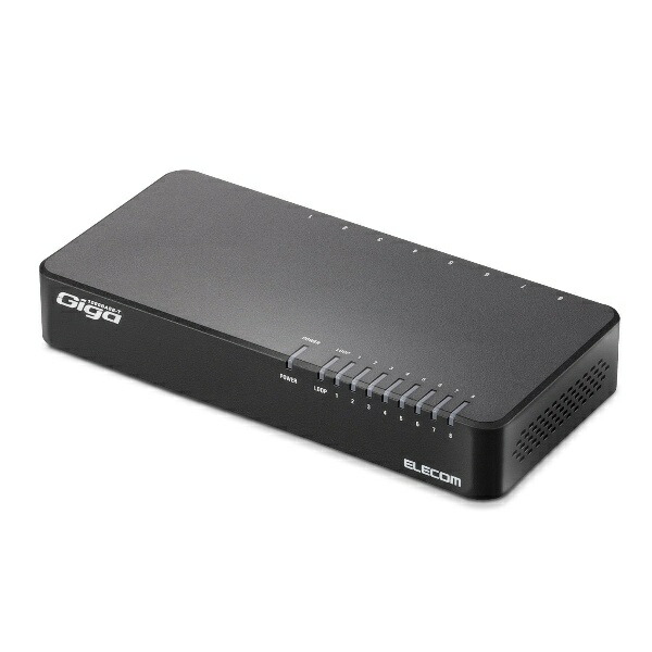 ELECOM Switching Hub Gigabit Compatible 8-Port Plastic with Magnet Built-in Power Supply Model Black EHC-G08PN2-JB
