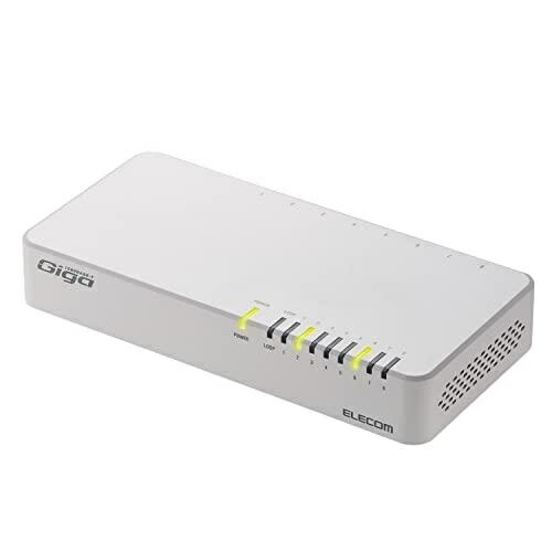 ELECOM Switching Hub Gigabit Compatible 8-Port Plastic with Magnet Built-in Power Supply Model White EHC-G08PN2-JW