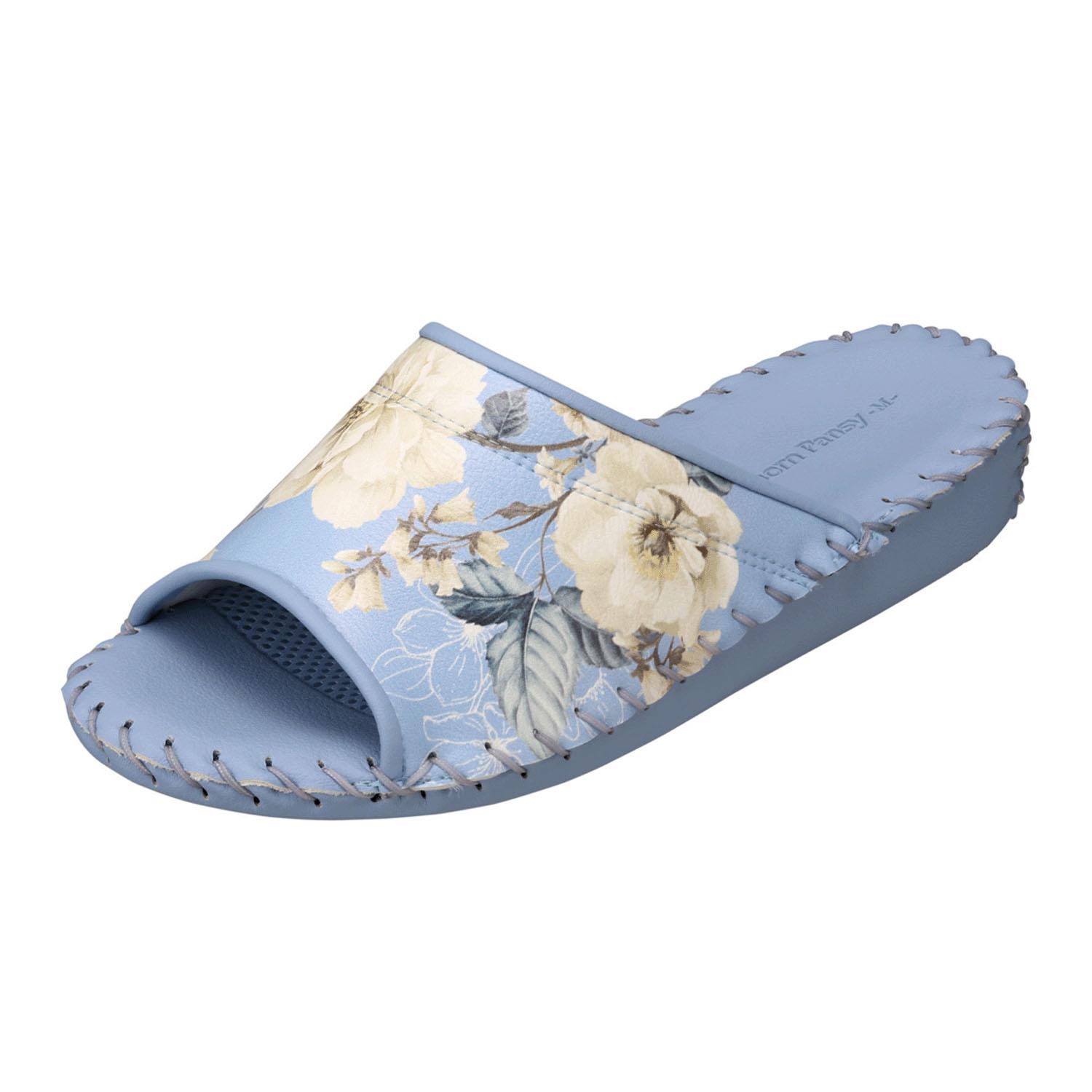 [Pansy] 9306 Indoor Shoes Room Shoes Slippers Women's Hand-Knitted Antibacterial S Blue